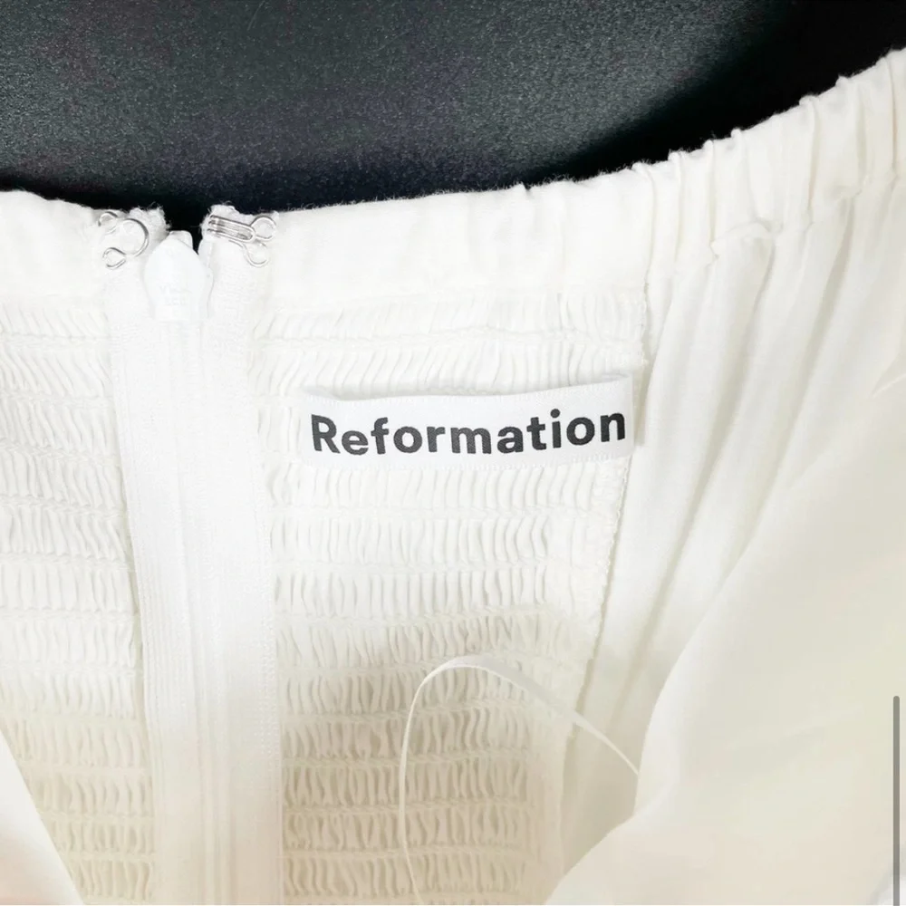 Reformation White Off-Shoulder Midi Dress - Picture 5 of 8
